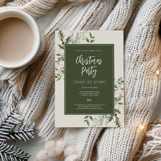 Festive Foliage Frame Christmas Party Invitation (Creator Uploaded)