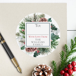 Festive Foliage Holiday Floral To / From Gift Tag