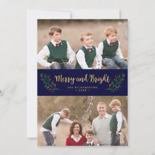 Festive Foliage Merry and Bright Holiday Photo Card