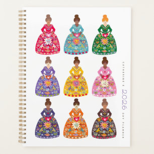 Festive Folk Art Ladies Simple Daily Agenda 2026
