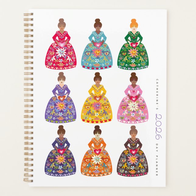 Festive Folk Art Ladies Simple Daily Agenda 2026 (Front)