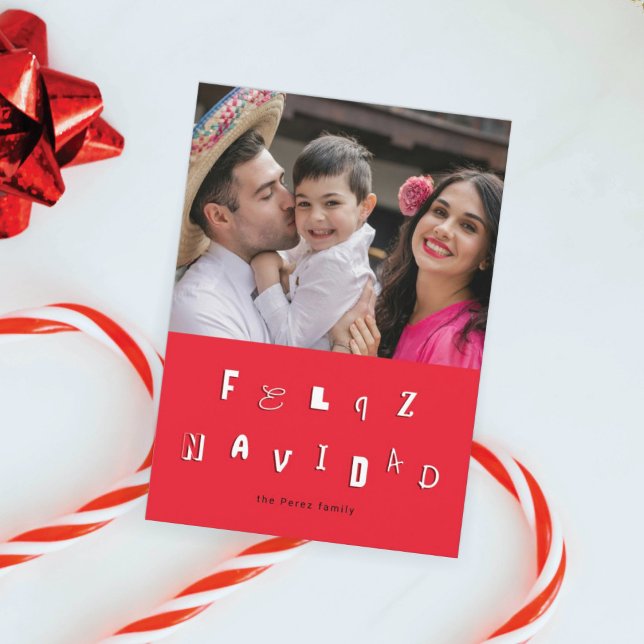 Festive Font Feliz Navidad Photo Christmas Holiday Card (Creator Uploaded)