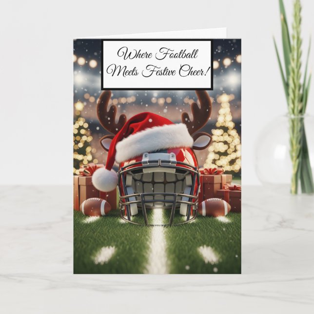 Festive Football- Touchdown Holiday Cheer Greeting Card (Front)