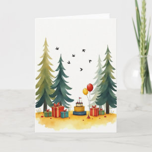 Festive Forest Cake Birthday Card
