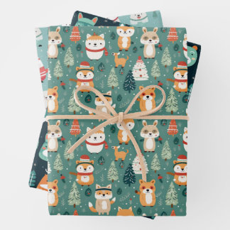 Festive Forest Friends Wrapping Paper Sheets
