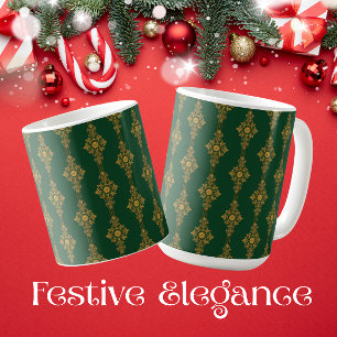 Festive Forest Green Gold Medallion Coffee Mug