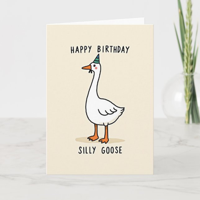 Festive Fowl Party Hat Card (Front)