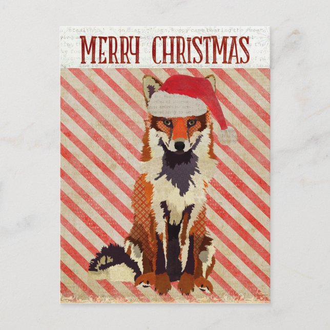 FESTIVE FOX Candy Cane Postcard (Front)