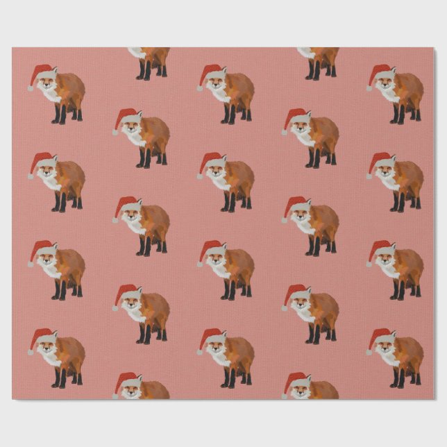 FESTIVE FOX PINK Wrapping Paper (Flat)