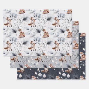 Festive Foxes Wrapping Paper Sheet