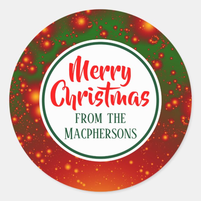 Festive Fractal Christmas Stickers (Green Circle) (Front)