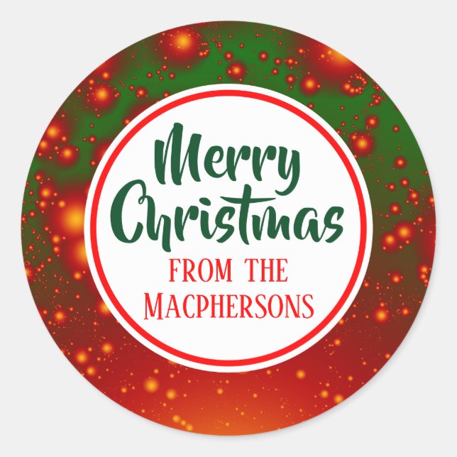 Festive Fractal Christmas Stickers (Red Circle) (Front)
