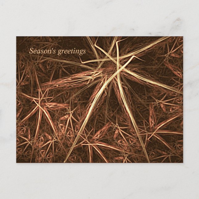 Festive fractal straw stars holiday postcard (Front)