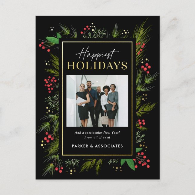 Festive Frame Business Holiday Photo Card Postcard (Front)