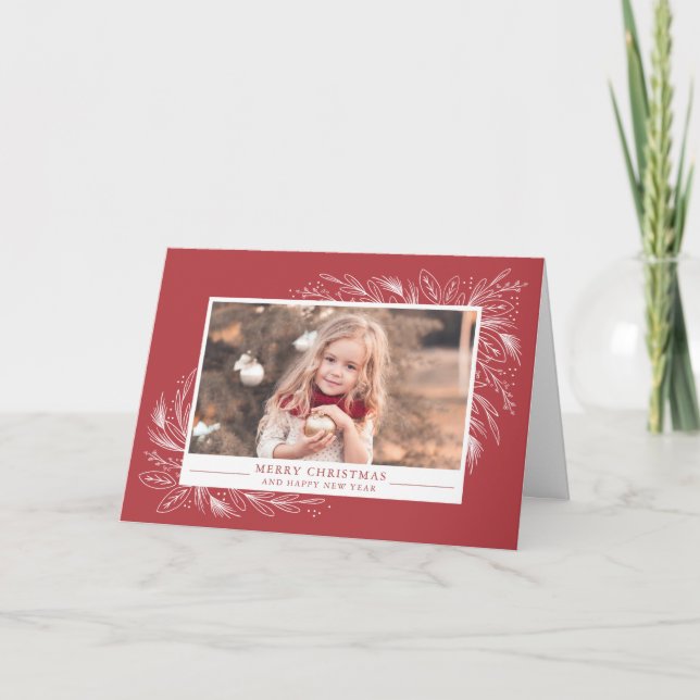 Festive Frame, Christmas Photo Greeting Card (Front)