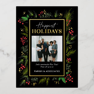 Festive Frame FOIL Business Photo Holiday Postcard