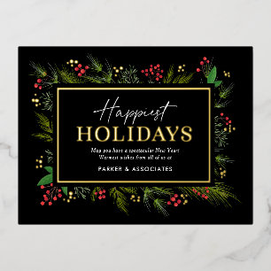Festive Frame REAL FOIL Business Holiday Postcard