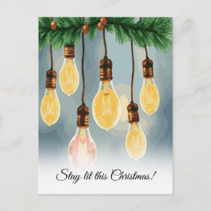 Festive Franklin Bulb Christmas Lights Greeting Holiday Postcard
