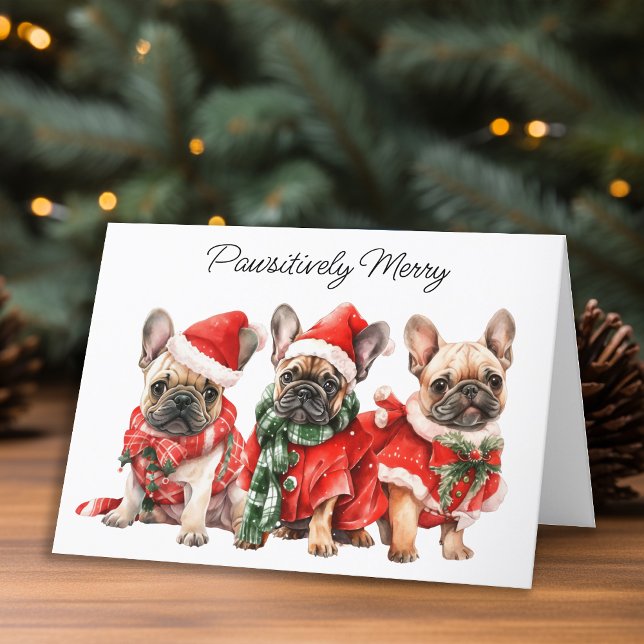 Festive French Bulldog Dog Personalised Christmas  Holiday Card (Creator Uploaded)