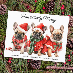 Festive French Bulldog Dogs Personalised Christmas Holiday Postcard