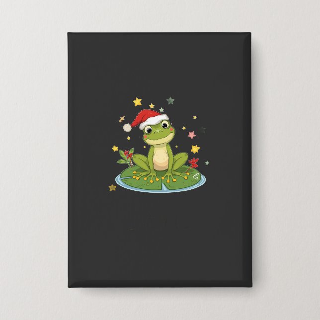 Festive Frog Joy - Cute Christmas Frog on Lily Pad (Front)