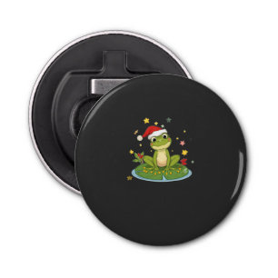 Festive Frog Joy - Cute Christmas Frog on Lily Pad Bottle Opener