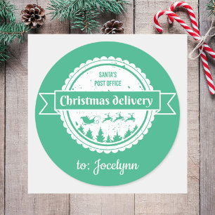 Festive From Santa Simple Modern Christmas Classic Round Sticker