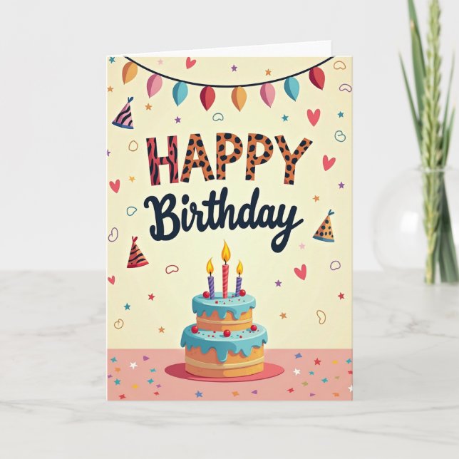 Festive Frosted Birthday Card (Front)