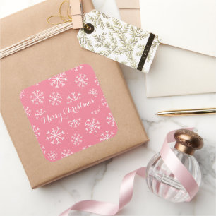 Festive Frosty Winterland Pink Christmas Decor Square Sticker