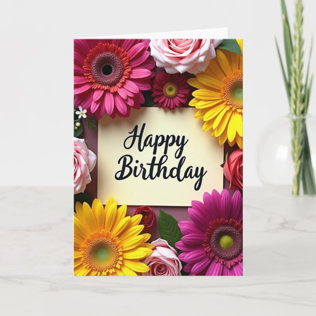Festive Fuchsia Birthday Card (Front)