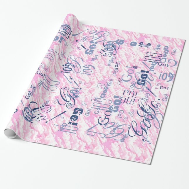 Festive Fuchsia Pink Clouds Decor Wrapping Paper (Unrolled)