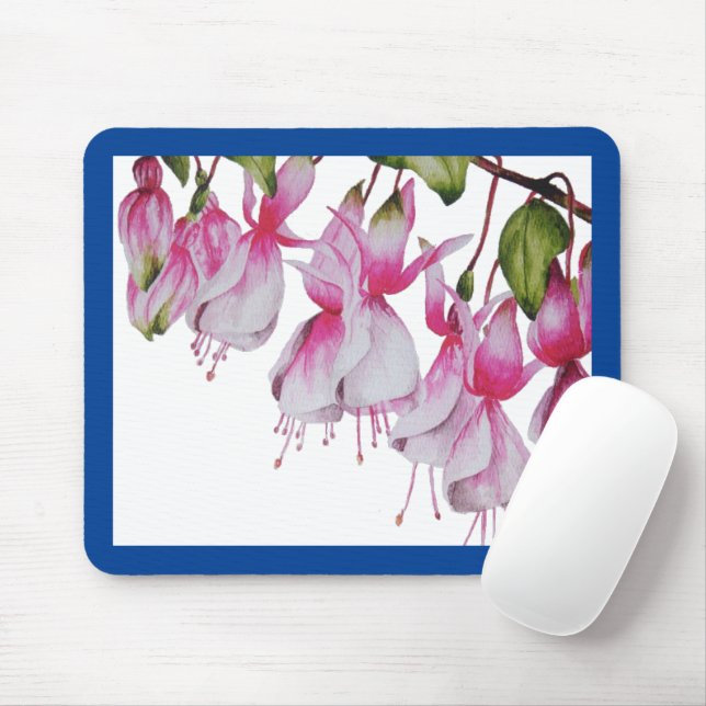 'Festive Fuchsias' on a Mouse Pad  (With Mouse)