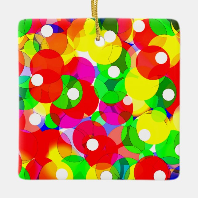 Festive fun bubble art ceramic ornament (Front)