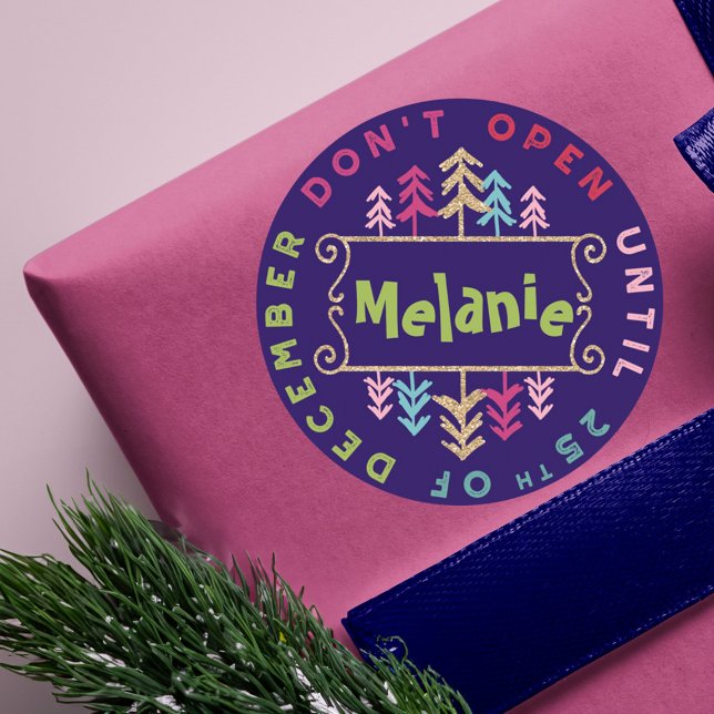 Festive, Fun & Colourful Do Not Open Til Christmas Classic Round Sticker (Festive, Fun & Colourful Do Not Open Til Christmas Classic Round Sticker)