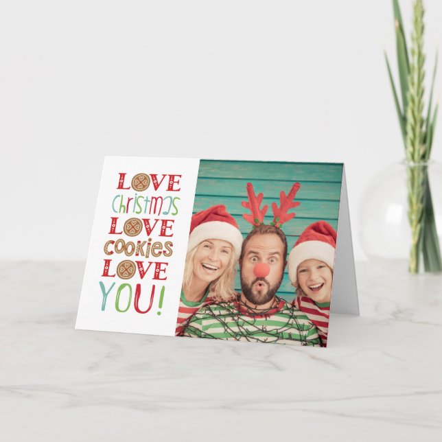 Festive Fun Cute Family Christmas Photo Card (Front)