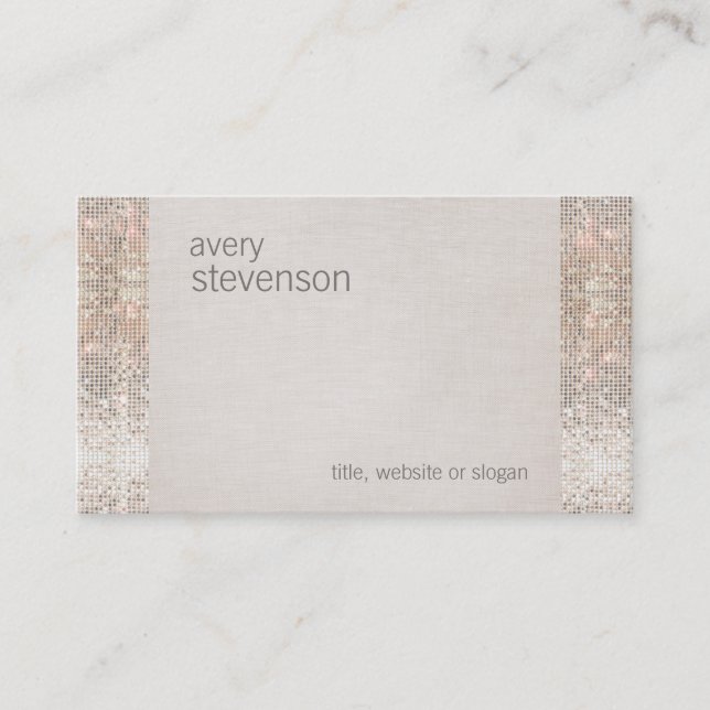 Festive Fun Faux Sparkly Sequins Cute Girly Business Card (Front)