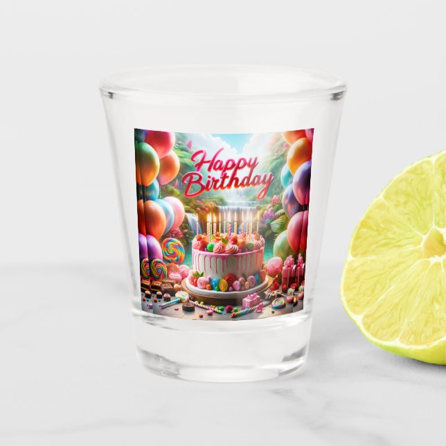 Festive Fun Happy Birthday Shot Glass (Front)