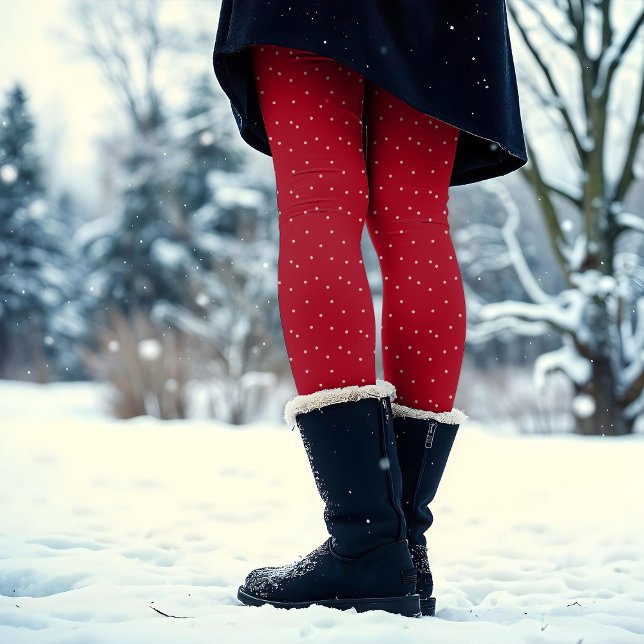 Festive Fun Novelty Red Pink Polka Dot Christmas Leggings (Creator Uploaded)
