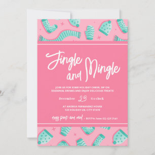 Festive Fun Pink Jingle Mingle Holiday Party Card