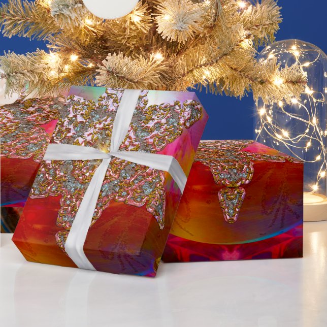 Festive Fun Romantic Christmas Snowflake Wrapping Paper (Holidays)