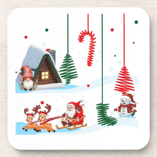 Festive Fun Santa Christmas Scene Coaster