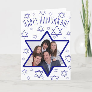 Festive Fun Star of David Photo Frame Hanukkah Holiday Card