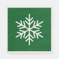 Festive Fun White Alpine Snowflake On Forest Green