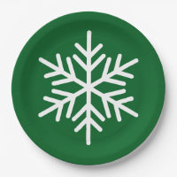 Festive Fun White Alpine Snowflake On Forest Green