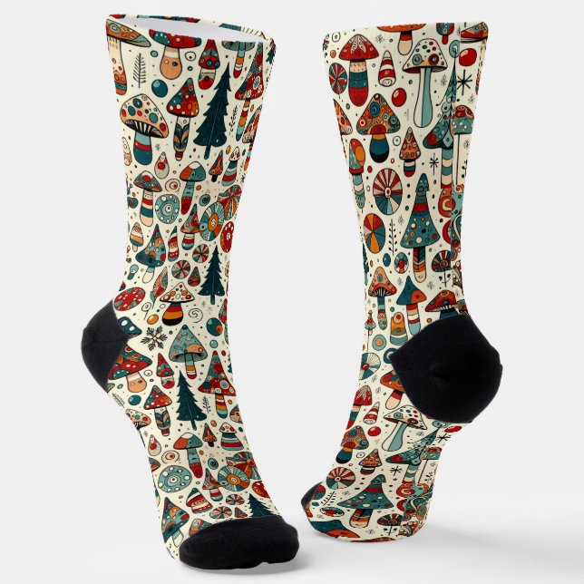 Festive Fungi Socks (Angled)