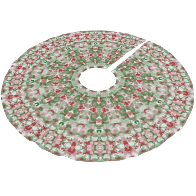 Festive Funky Boho Hippie Christmas Kaleidoscope Brushed Polyester Tree Skirt (Angled)