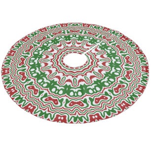 Festive Funky Trippy Groovy Christmas Kaleidoscope Fleece Tree Skirt