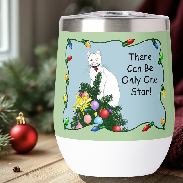 Festive Funny Christmas Tree Funny White Cat Green (Creator Uploaded)