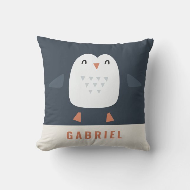 festive funny cute penguin personalised children's cushion (Front)