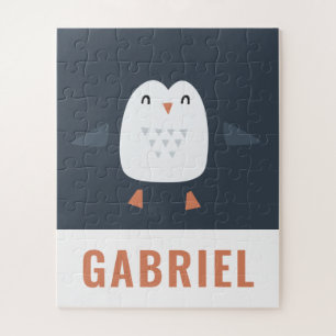 festive funny cute penguin personalised childrens jigsaw puzzle